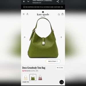 NWT Kate Spade Deco Crossbody Tote Purse Green Jungle Vine Shoulder Bag